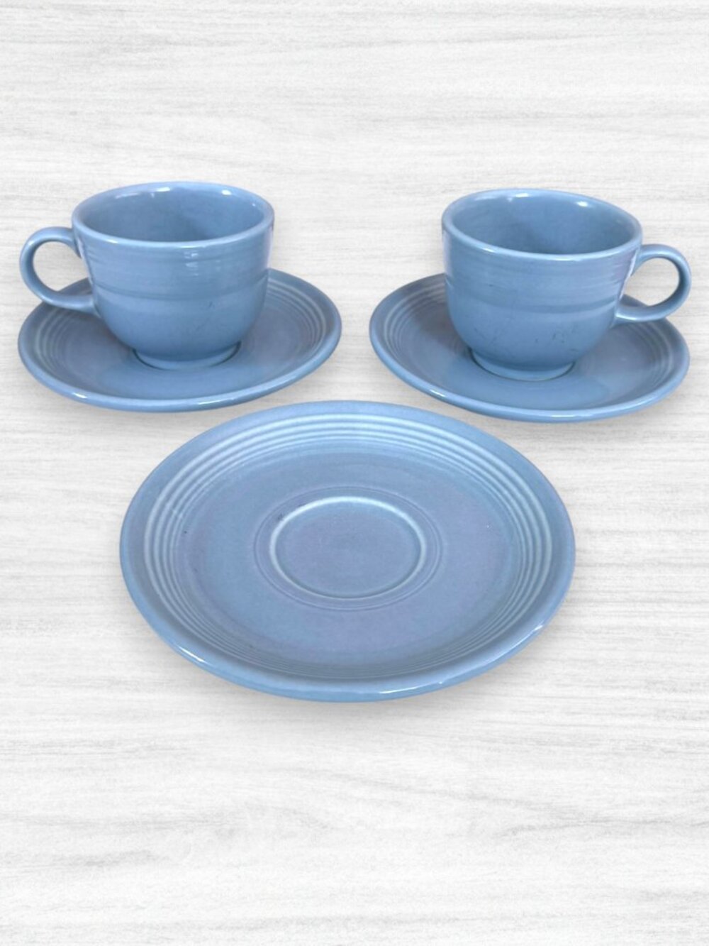 Fiesta Ware Periwinkle Blue Cups Saucers Lot Retired Fiestaware Retro 5 Piece